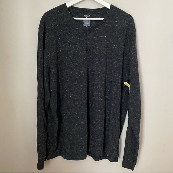 Abound Shirt Henley Long Sleeve Dark Gray Marled Casual Comfy Neutral - Picture 7 of 7